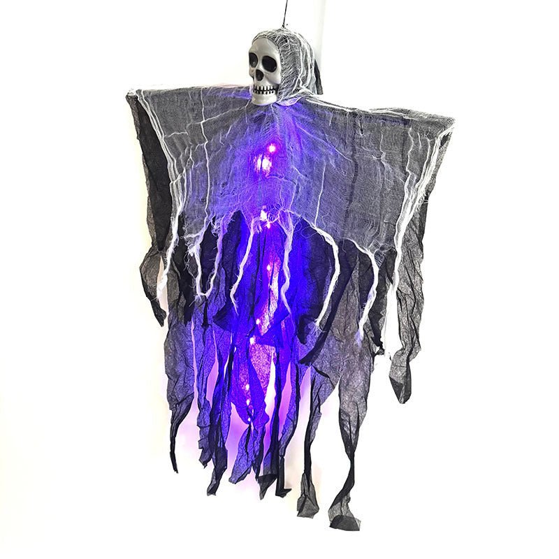 Halloween Decorations: Hanging Ghost Skull Skeleton Prop - silverfoxgoods